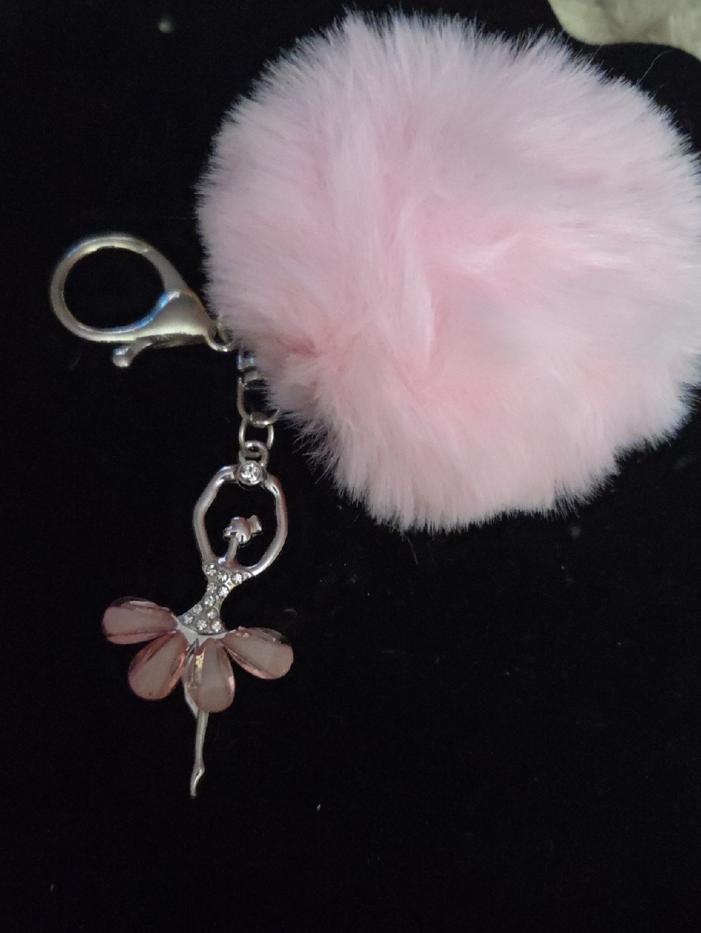 Pink Pom Pom Ballerina Keychain Charm NWOT
